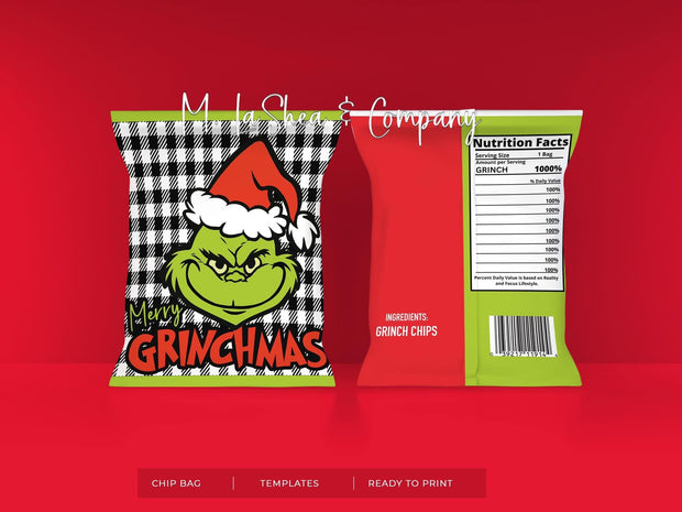 Grinch Chip Bag Templates