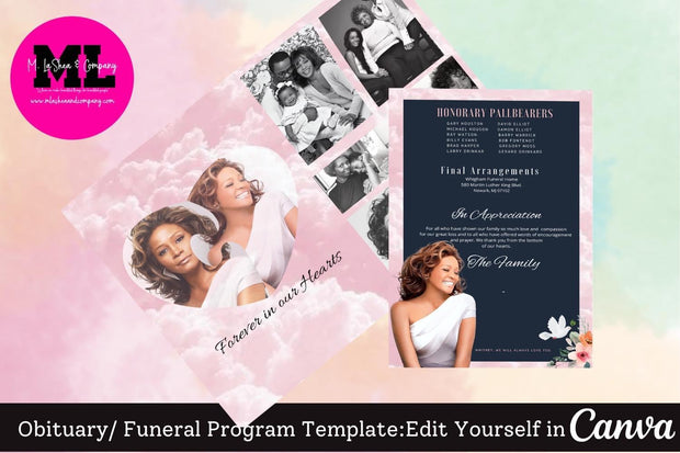 Pink Clouds Obituary Template Bundle