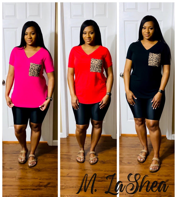 Roxanne- Leopard Pocket VNeck Tee + Leggings