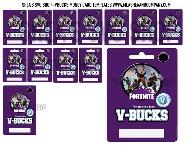 VBUCKS Money Card Templates PNG