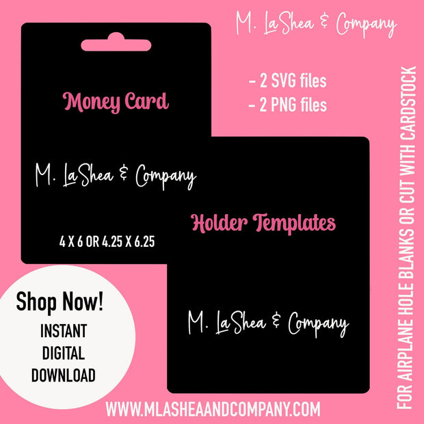 Airplane Hole Blank Money Card Holder Template - M LaShea & Company