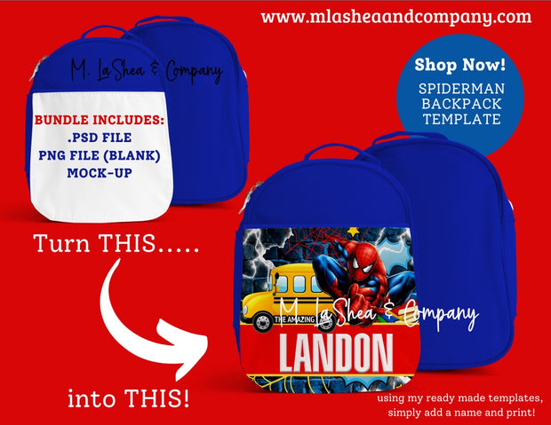 SpiderMan Bookbag Sublimation Template Bundle